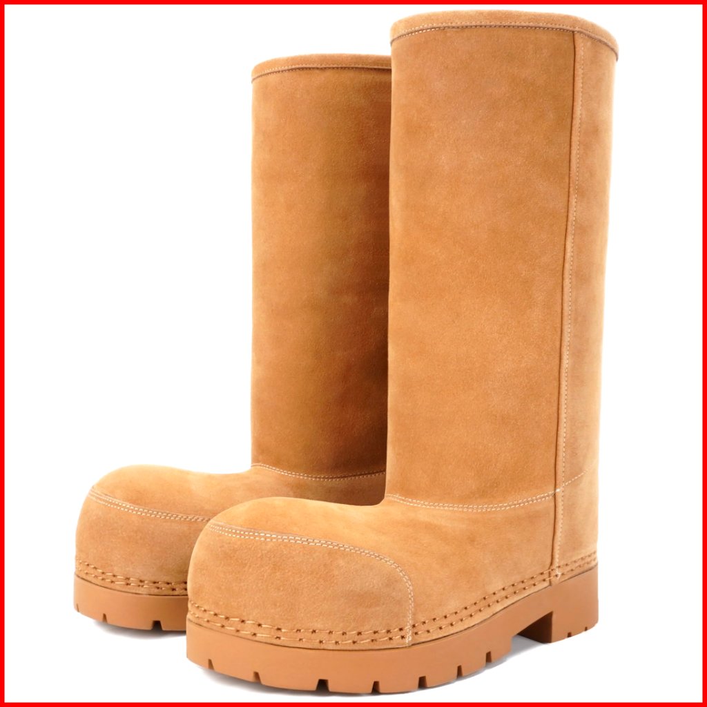 Faux Suede Platform Snow Boots Knee High Fur Lined Chunky Heel Slip On